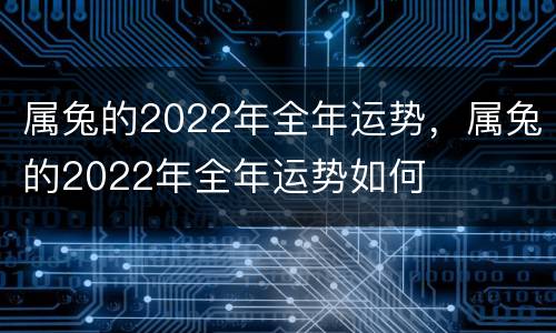 属兔的2022年全年运势，属兔的2022年全年运势如何