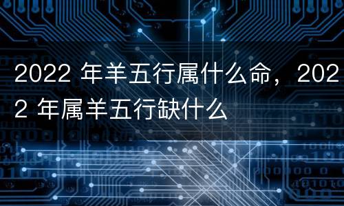 2022 年羊五行属什么命，2022 年属羊五行缺什么