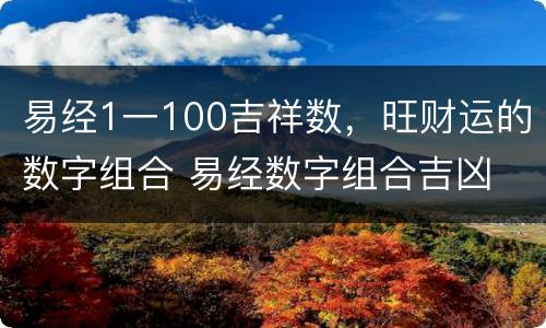 易经1一100吉祥数，旺财运的数字组合 易经数字组合吉凶