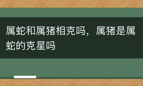 属蛇和属猪相克吗，属猪是属蛇的克星吗