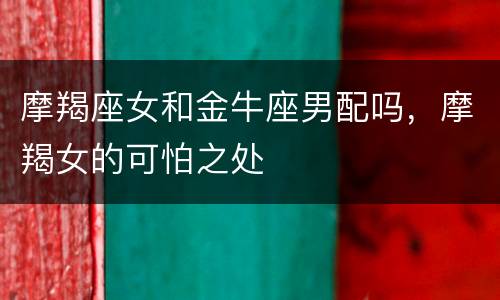 摩羯座女和金牛座男配吗，摩羯女的可怕之处