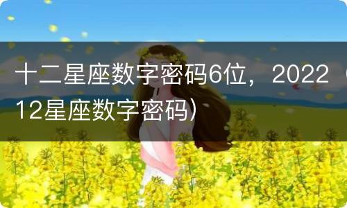 十二星座数字密码6位，2022（12星座数字密码）