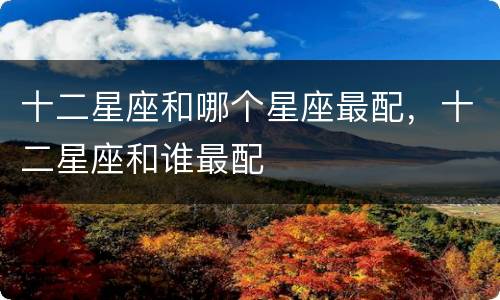 十二星座和哪个星座最配，十二星座和谁最配