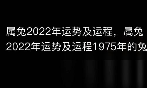 属兔2022年运势及运程，属兔2022年运势及运程1975年的兔