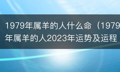 1979年属羊的人什么命（1979年属羊的人2023年运势及运程）
