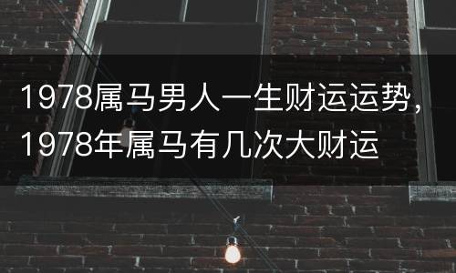 1978属马男人一生财运运势，1978年属马有几次大财运