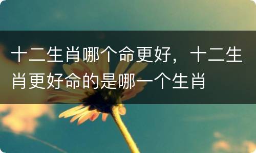 十二生肖哪个命更好，十二生肖更好命的是哪一个生肖