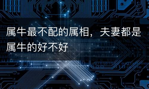 属牛最不配的属相，夫妻都是属牛的好不好