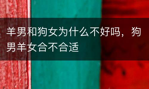 羊男和狗女为什么不好吗，狗男羊女合不合适
