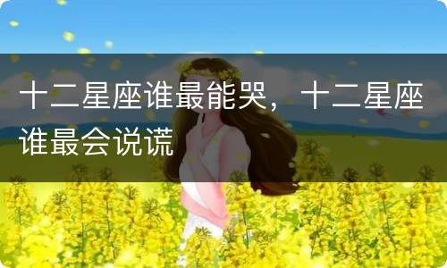 十二星座谁最能哭，十二星座谁最会说谎