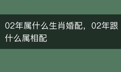 02年属什么生肖婚配，02年跟什么属相配