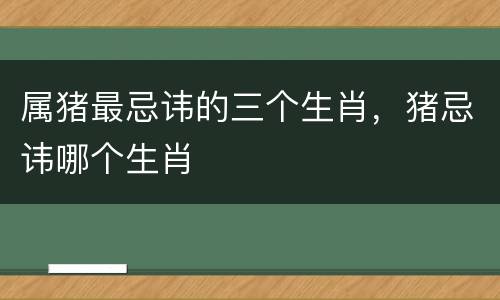 属猪最忌讳的三个生肖，猪忌讳哪个生肖