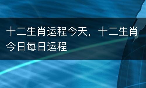 十二生肖运程今天，十二生肖今日每日运程