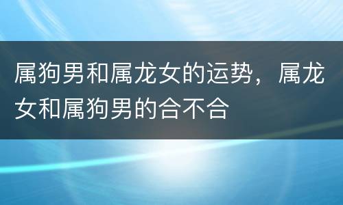 属狗男和属龙女的运势，属龙女和属狗男的合不合