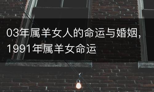 03年属羊女人的命运与婚姻，1991年属羊女命运