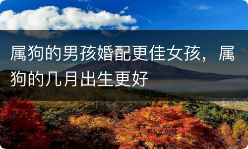 属狗的男孩婚配更佳女孩，属狗的几月出生更好