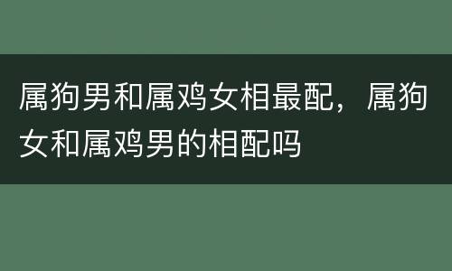 属狗男和属鸡女相最配，属狗女和属鸡男的相配吗
