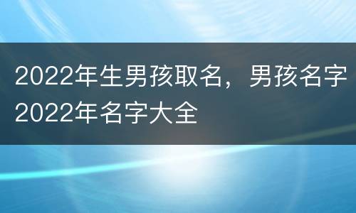 2022年生男孩取名，男孩名字2022年名字大全