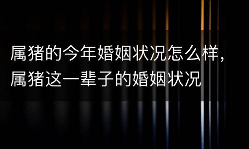 属猪的今年婚姻状况怎么样，属猪这一辈子的婚姻状况