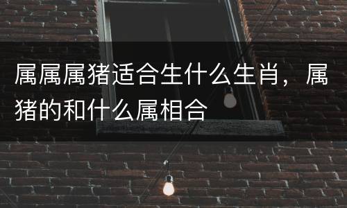 属属属猪适合生什么生肖，属猪的和什么属相合