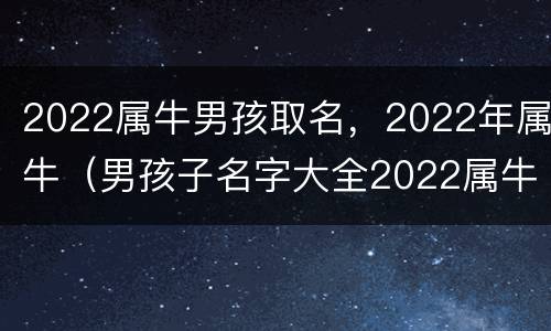 2022属牛男孩取名，2022年属牛（男孩子名字大全2022属牛）