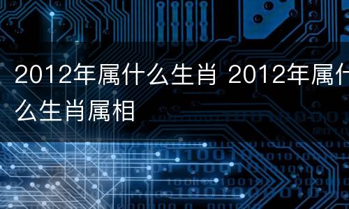 2012年属什么生肖 2012年属什么生肖属相