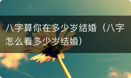 八字算你在多少岁结婚（八字怎么看多少岁结婚）