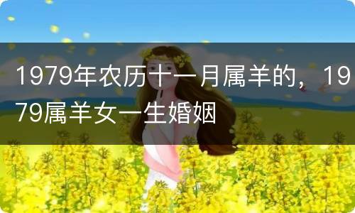 1979年农历十一月属羊的，1979属羊女一生婚姻