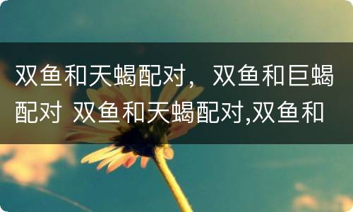 双鱼和天蝎配对，双鱼和巨蝎配对 双鱼和天蝎配对,双鱼和巨蝎配对怎么样