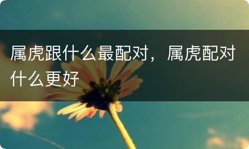 属虎跟什么最配对，属虎配对什么更好