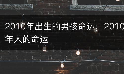 2010年出生的男孩命运，2010年人的命运