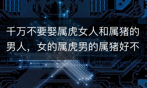 千万不要娶属虎女人和属猪的男人，女的属虎男的属猪好不好