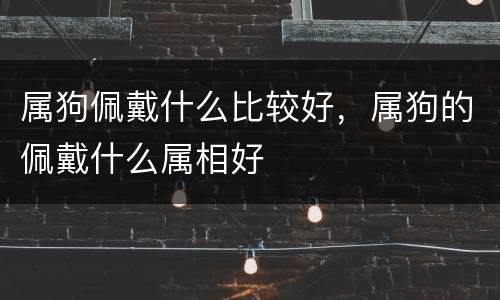 属狗佩戴什么比较好，属狗的佩戴什么属相好