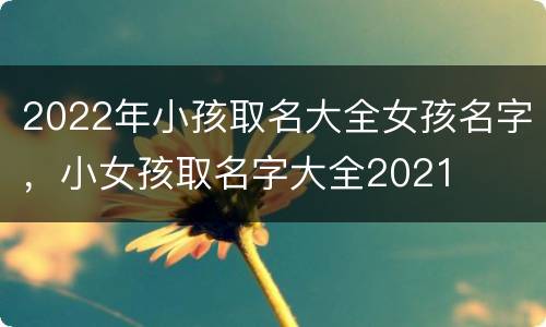 2022年小孩取名大全女孩名字，小女孩取名字大全2021