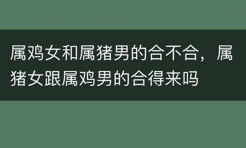 属鸡女和属猪男的合不合，属猪女跟属鸡男的合得来吗