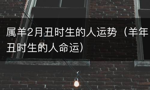 属羊2月丑时生的人运势（羊年丑时生的人命运）