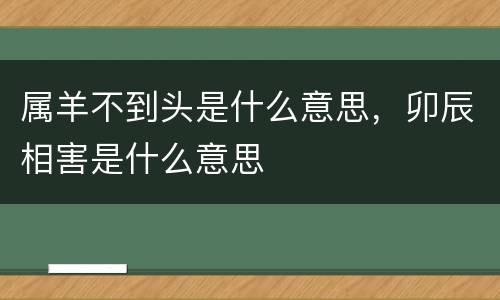 属羊不到头是什么意思，卯辰相害是什么意思