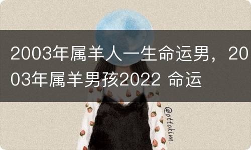 2003年属羊人一生命运男，2003年属羊男孩2022 命运