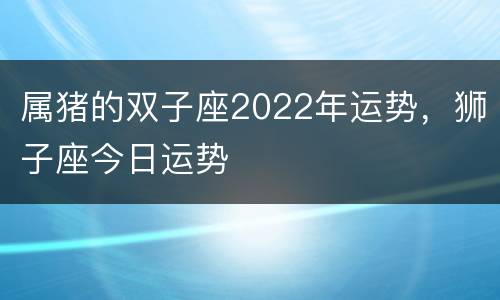 属猪的双子座2022年运势，狮子座今日运势