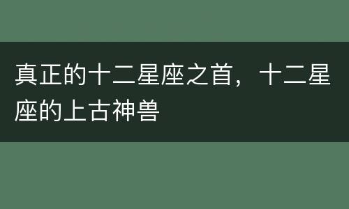 真正的十二星座之首，十二星座的上古神兽