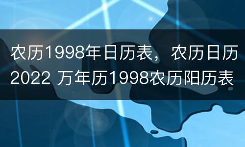 农历1998年日历表，农历日历2022 万年历1998农历阳历表