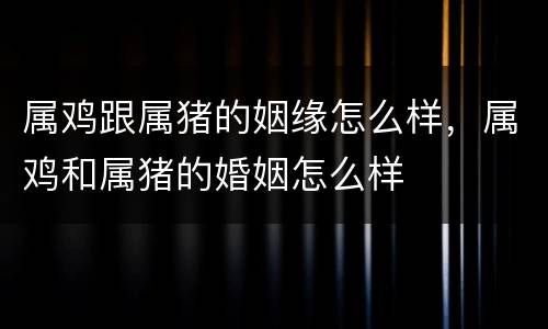 属鸡跟属猪的姻缘怎么样，属鸡和属猪的婚姻怎么样