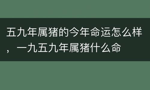 五九年属猪的今年命运怎么样，一九五九年属猪什么命