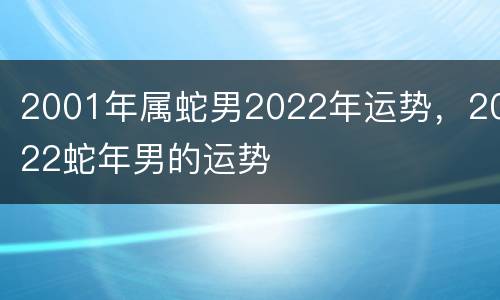 2001年属蛇男2022年运势，2022蛇年男的运势