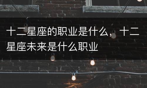 十二星座的职业是什么，十二星座未来是什么职业
