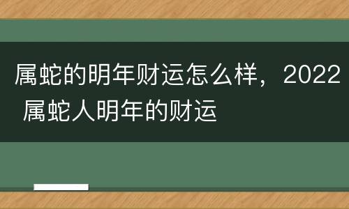 属蛇的明年财运怎么样，2022 属蛇人明年的财运