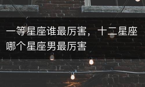一等星座谁最厉害，十二星座哪个星座男最厉害