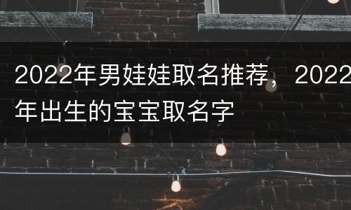 2022年男娃娃取名推荐，2022年出生的宝宝取名字