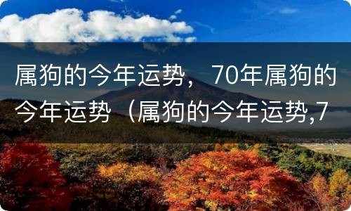 属狗的今年运势，70年属狗的今年运势（属狗的今年运势,70年属狗的今年运势如何）