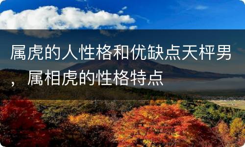 属虎的人性格和优缺点天枰男，属相虎的性格特点